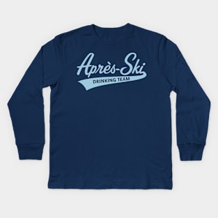 Après-Ski – Drinking Team (Lettering / Apres Ski / Sky-Blue) Kids Long Sleeve T-Shirt